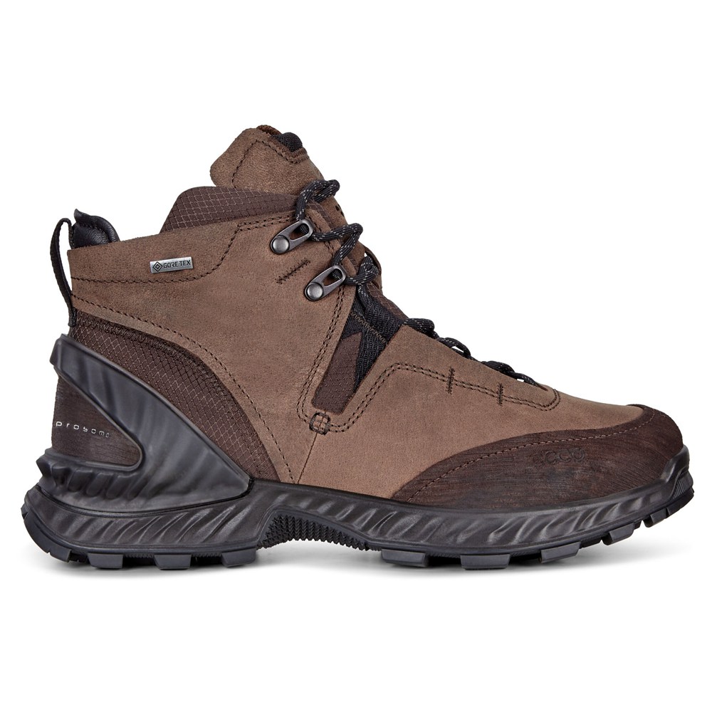 Mens Hiking Shoes - ECCO Exohike Mid Gtx - Brown - 6041CNFXE
